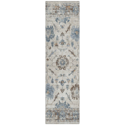 Machine Washable Indoor/Outdoor Xhevrie Putty Rug