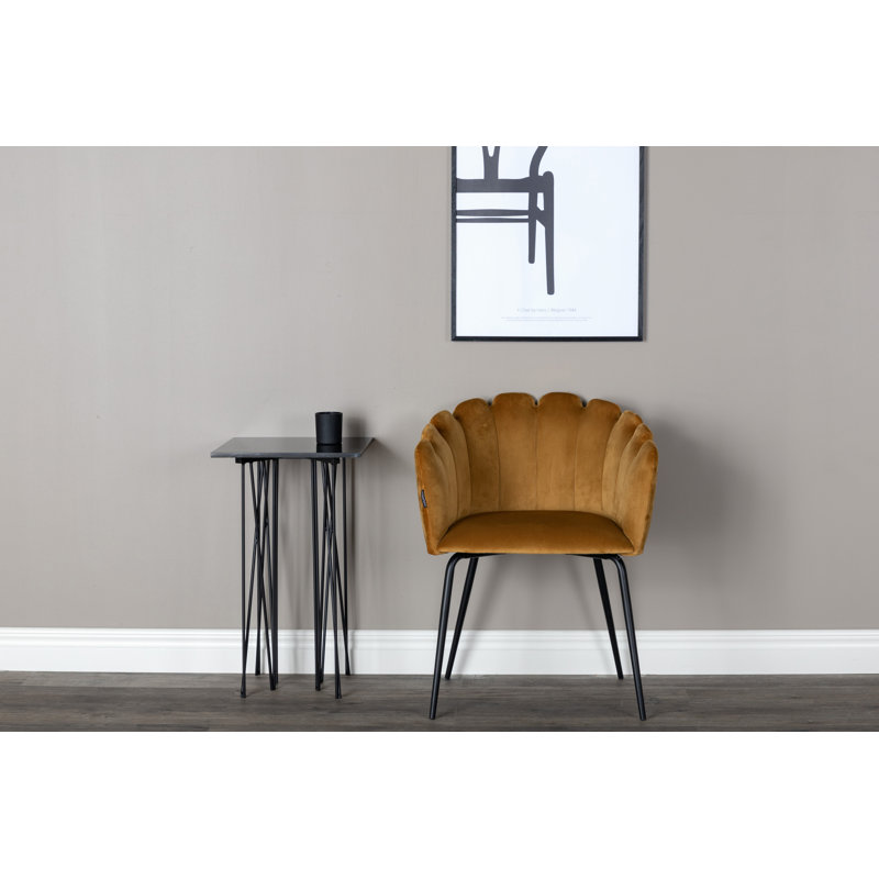 48cm H Tufted Velvet Upholstered Side Chair, Yellow
