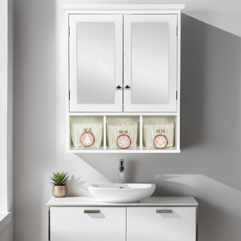 Otome 25'' W 30'' H Surface Framed Medicine Cabinet Mirror 2 Adjustable