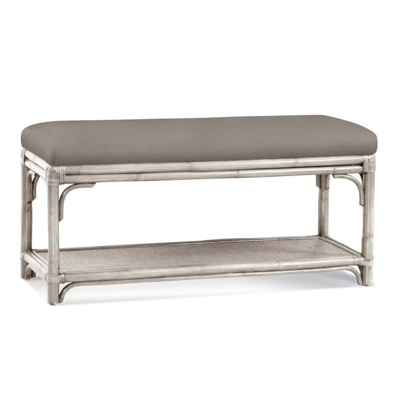 Banc de rangement en osier Summer Retreat, Blanc antique givré, Performance de Crypton en pierre; 0884-83