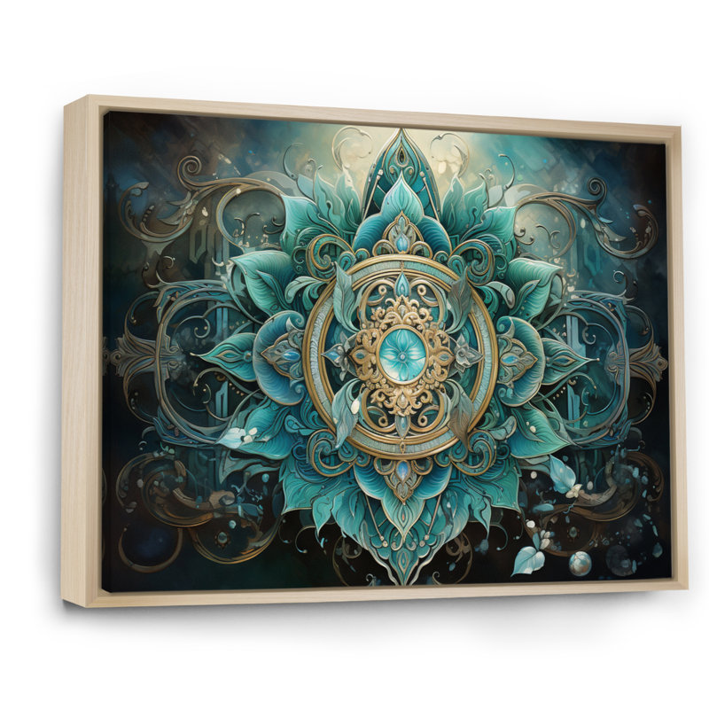 «Hinduisim Sacred Om Symbole» - Art mural sur toile de l'hindouisme, Cadre flottant érable, H 34 po x l 44 po x P 1,5 po