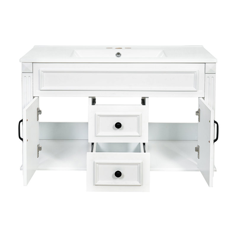 Meuble-lavabo mural 36 po avec comptoir en céramique, White