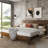 Caden Solid Wood Platform Bed with Adjustable Headboard, Mid-Century Modern-482096208-482096221