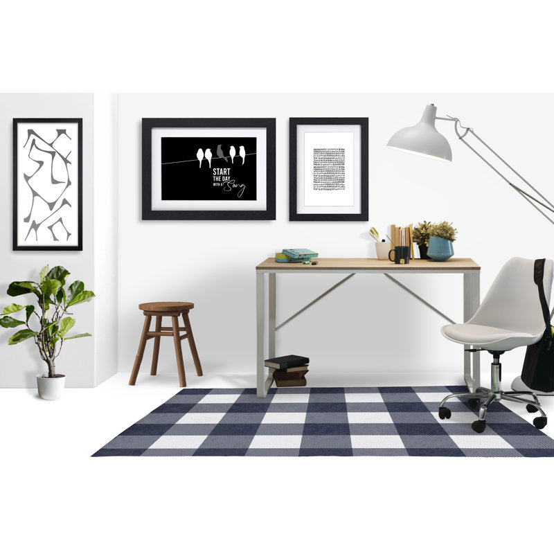 Tapis de chaise rectangulaire Chico, L 36 po x L 60 po, Bleu marine