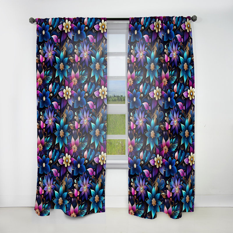 Motif marocain Boho motif II - rideau floral - rideau obscurcissant floral - 1 panneaux, L 52 po x L 108 po