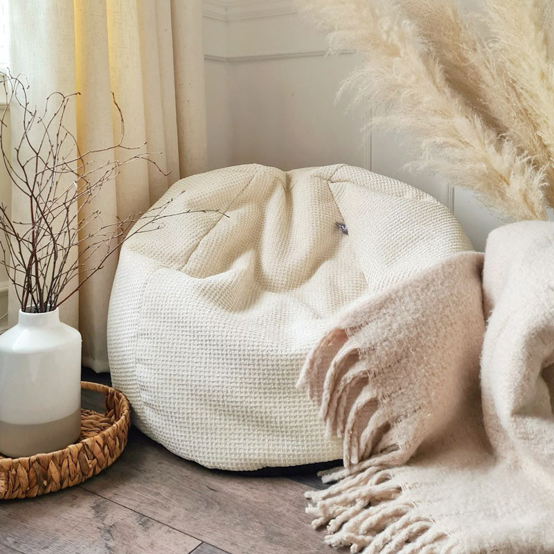 Kids Waffle Beanbag, Cream