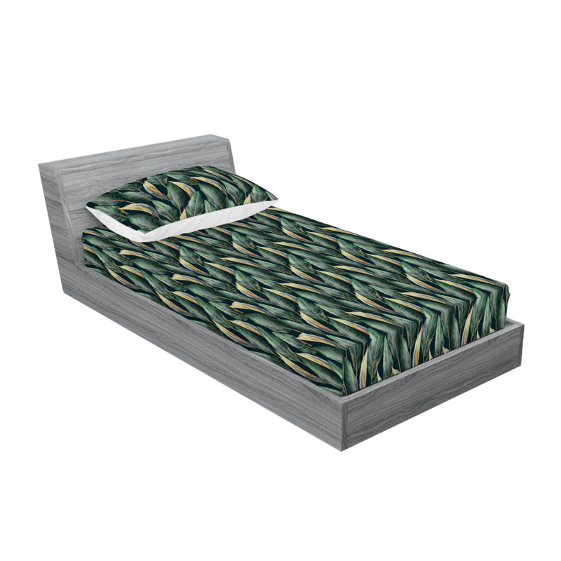 Drap-housse et taies décoratives Ambesonne, Ensemble de draps pour lit simple avec 1 taie d'or