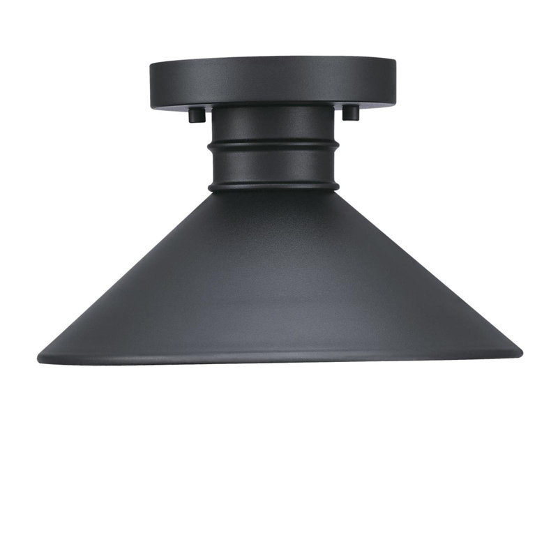 Rustic Textured Black 11'' LED Outdoor Glass Ceiling Light