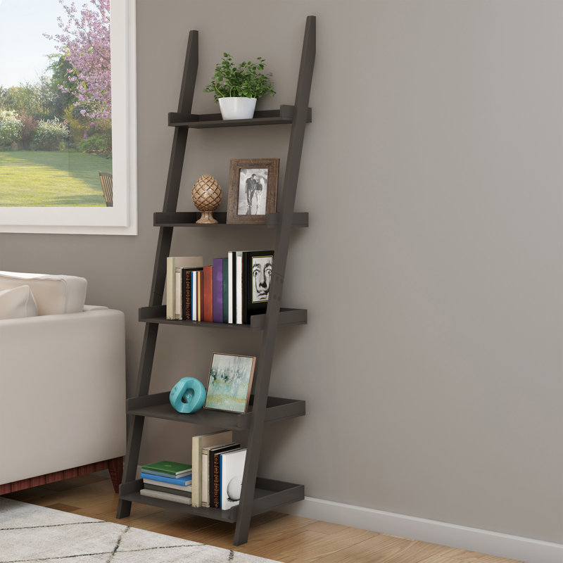 175.2cm H x 56cm W Ladder Bookcase, Slate Grey