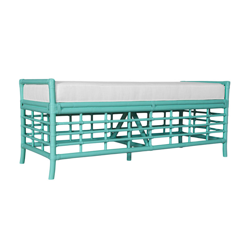 Luna Upholstered Bench, Turquoise