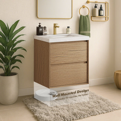 Meuble-lavabo flottant mural avec lavabo simple 24 po Melihcan