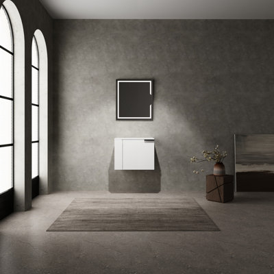 Lavabo de salle de bain 24 po pour salles de bain spacieuses - Combinaison d'armoire moderne sans lavabo, en composite blanc, bois d'ingénierie, grandes surfaces de bain American Shimmer en chêne, composable, chaleur intense