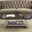 Table basse bicolore en noyer vieilli et gris - Rangement supplémentaire et style élégant - Spacieuse