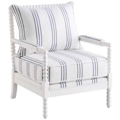 Traditional Accent Chair In White, Adds Classic Touch To Living Area - Spindle Back Posts For A Stylish Look