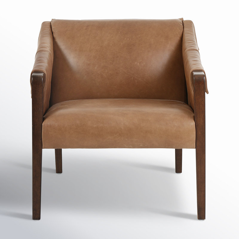 Karin 27" Wide Armchair, Brown, Dakota Warm Taupe Genuine Leather