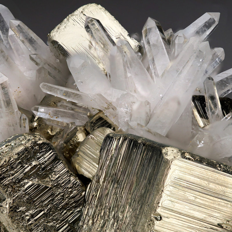 Quartz sur pyrite du Pérou