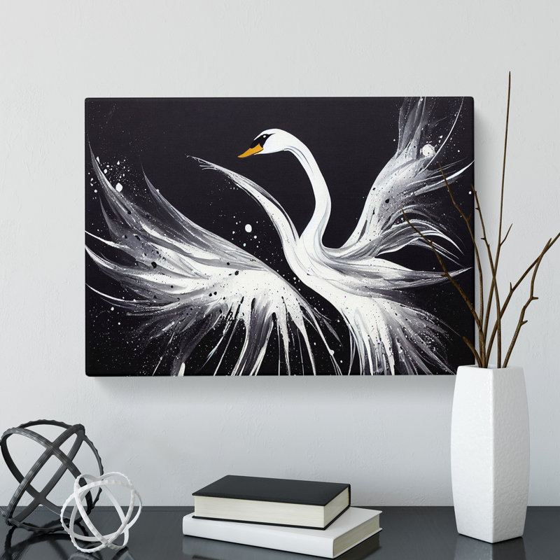 Splashed Swan Vol.2 Abstract - Wrapped Canvas, 40cm H x 60cm W x 3cm D