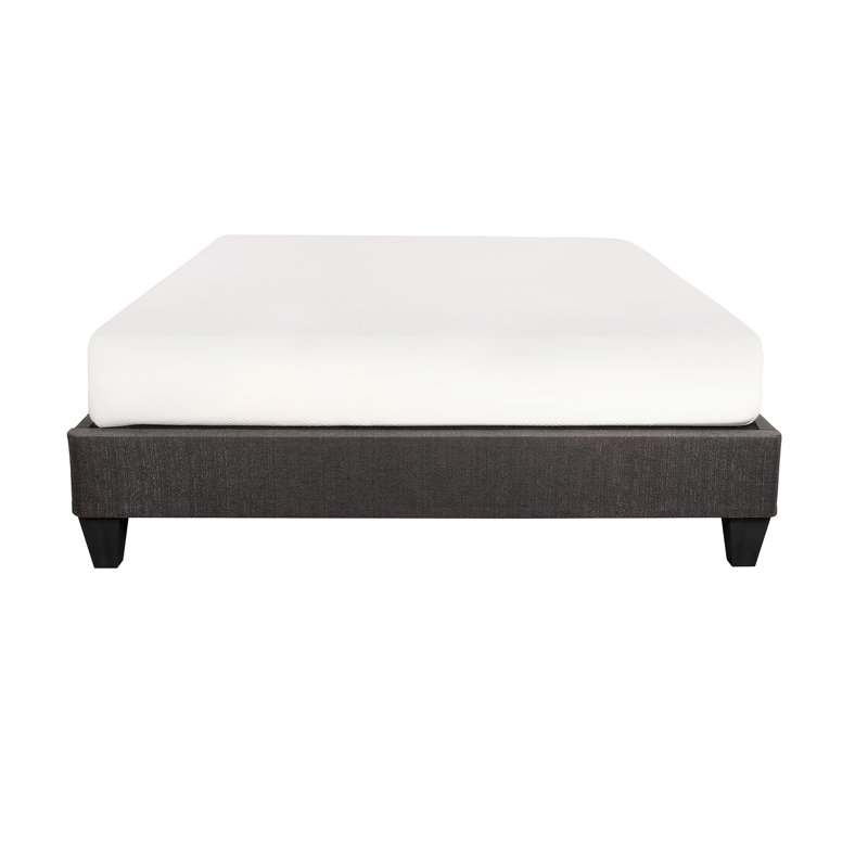 Speedy Dark Grey Upholstered Platform Bed Base, Queen