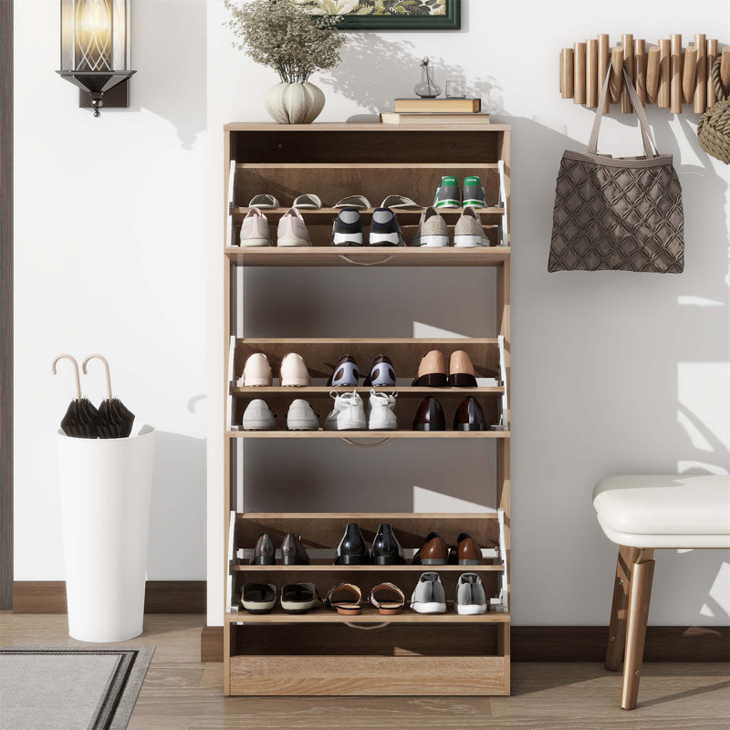 Armoire de rangement à chaussures à 3 tiroirs, rangement en bois à 3 niveaux pour vestibule avec grande capacité et fabrication durable