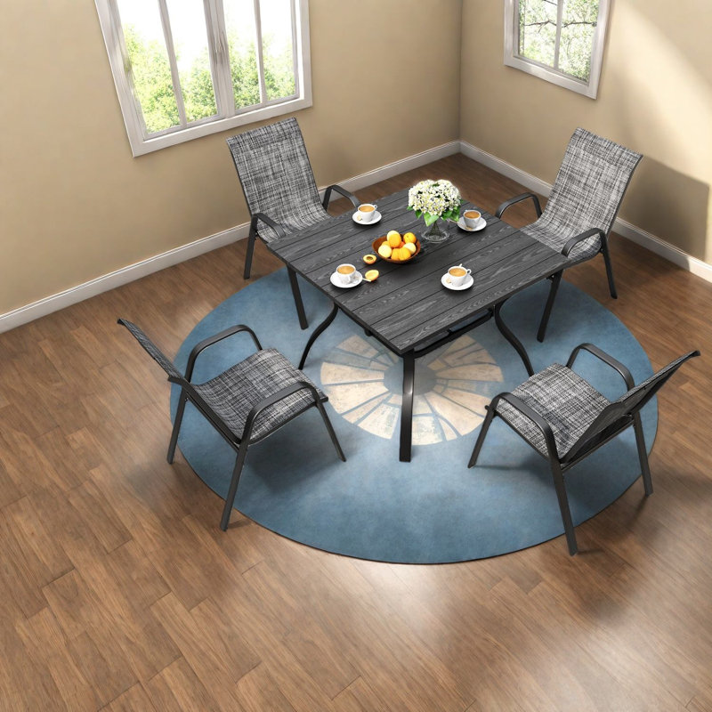 Ensembles de table de salle à manger en métal noir durable avec style rétro pour patio