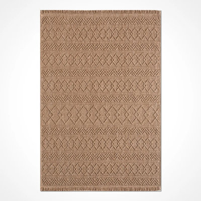 Makale Brown Non-Slip Modern Polypropylene Area Rug Stain Resistant Easy to Clean