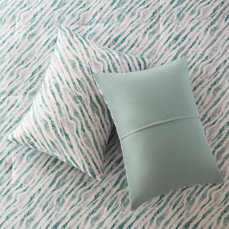 Ensembles de literie vert moderne, ensemble d'édredon en polyester 7 pièces pour lit double