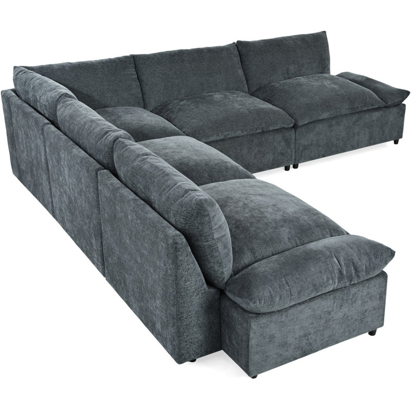 Canapé modulaire 115,5 po gris foncé avec sièges confortables et compartiments cachés