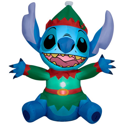 Airblown Christmas Light-Stitch As Elf-MD-Disney