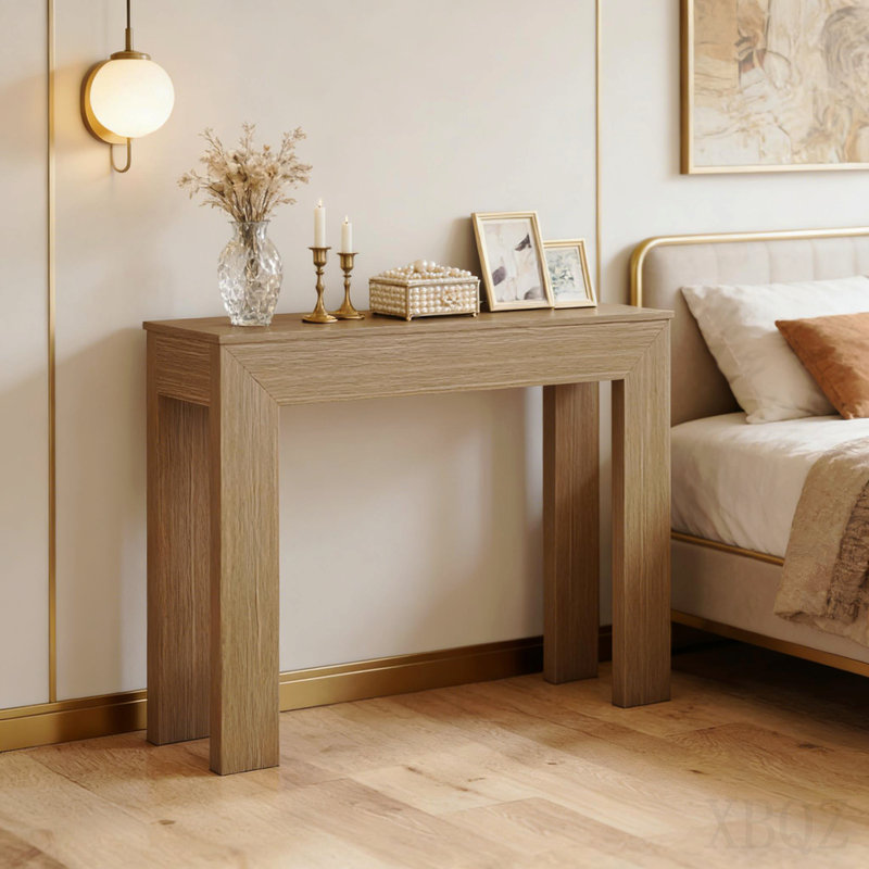 Élégante table d'appoint, table de vestibule, console, Bois naturel
