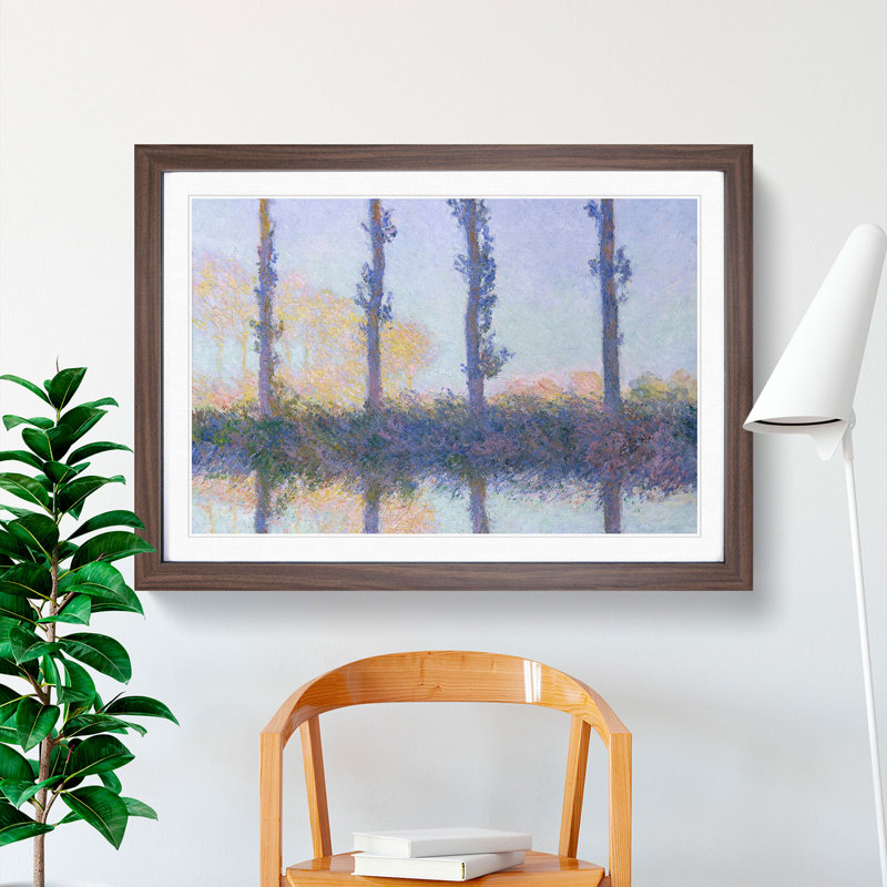 The Four Trees by Claude Monet - Picture Frame Painting, 48cm H x 65cm W x 2cm D, Walnut