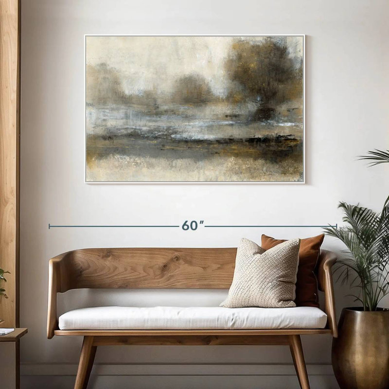 Paysage doré I, Cadre flottant blanc, 46 po x 31 po