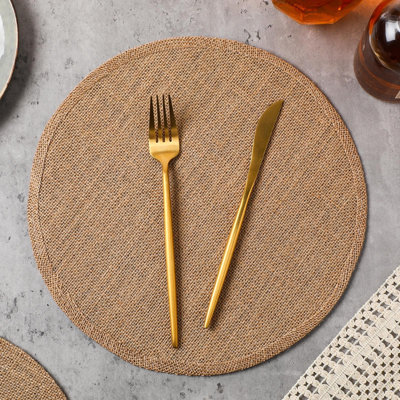 Ensembles de table ronds en toile de jute, style campagnard, tissés en jute, résistants à la chaleur, texture naturelle, lot de 48, (beige)
