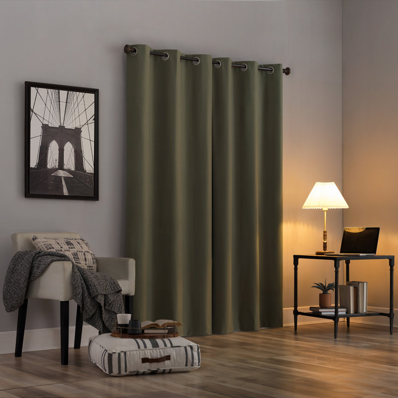 Thermal 100% Blackout Grommet Curtain Panel - Basics by Wayfair™, 40" W x 96" L, Olive Green