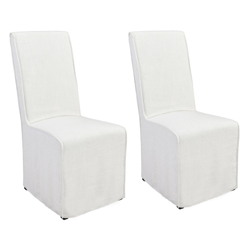 Jordan Upholstered Dining Chair, Linen Blend White