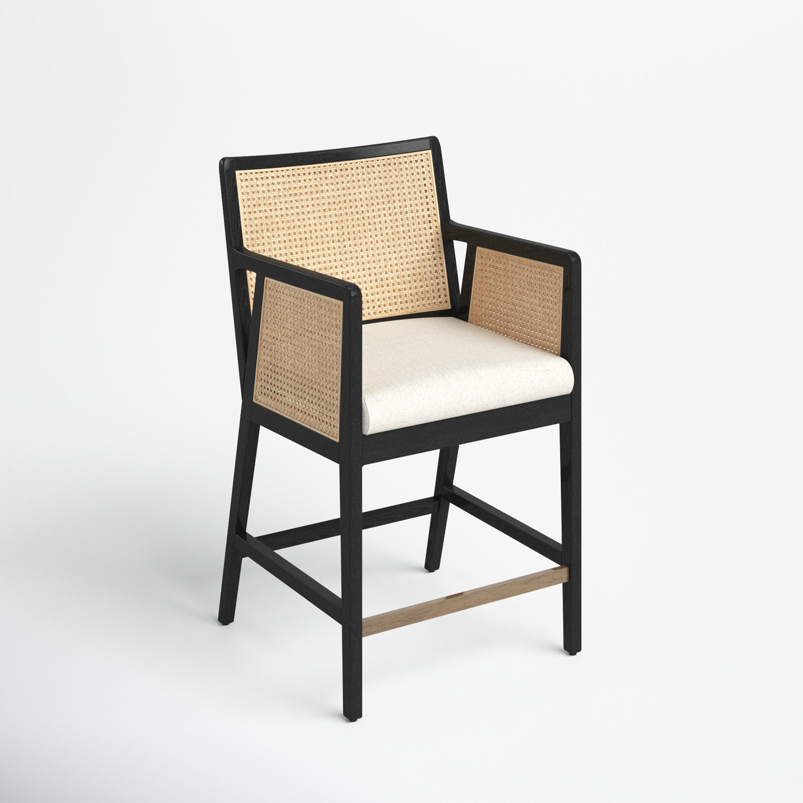 Octavia Counter & Bar Stool, Counter Stool (27" Seat Height), Beige, Black/Natural