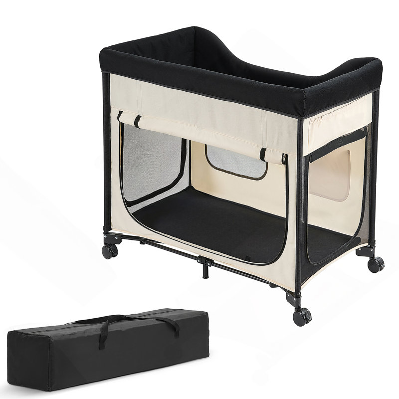 Lit superposé pliable pour chien avec roulettes et sacs latéraux L
