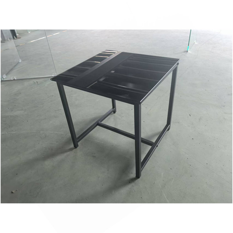Table de chevet en verre noir, table de bout en panneau de fibres à densité moyenne, petite table à thé et canapé, 1