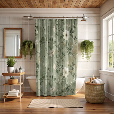 Shabby Elegance Sage Art - 1 Piece Standard Shower Curtain