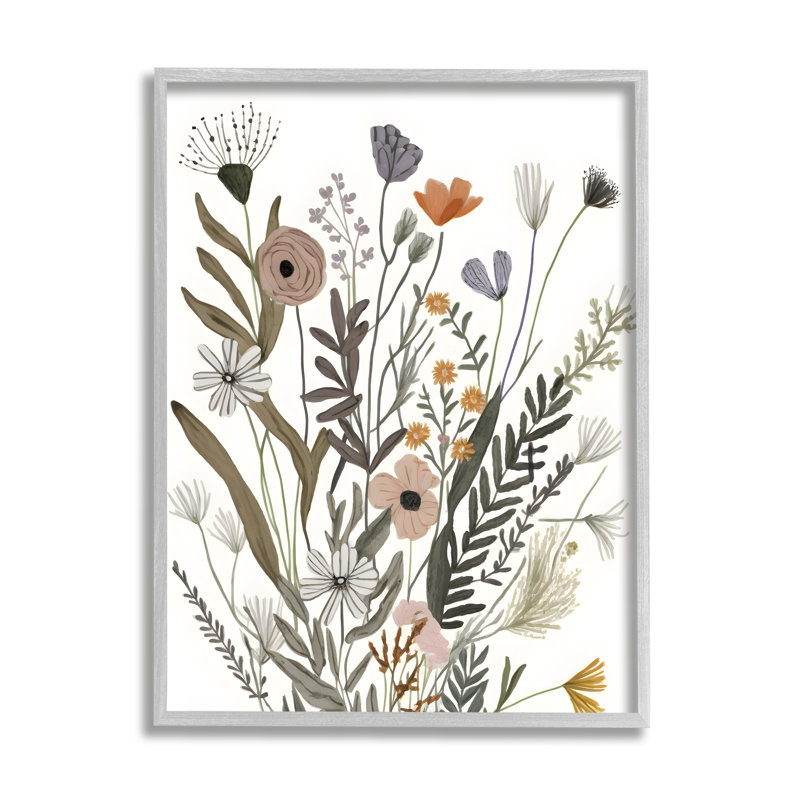 Bb-290-Feuilles de plantes modernes encadrées, Estampe numérique Farmhouse, H 30 po x l 24 po x P 1,5 po