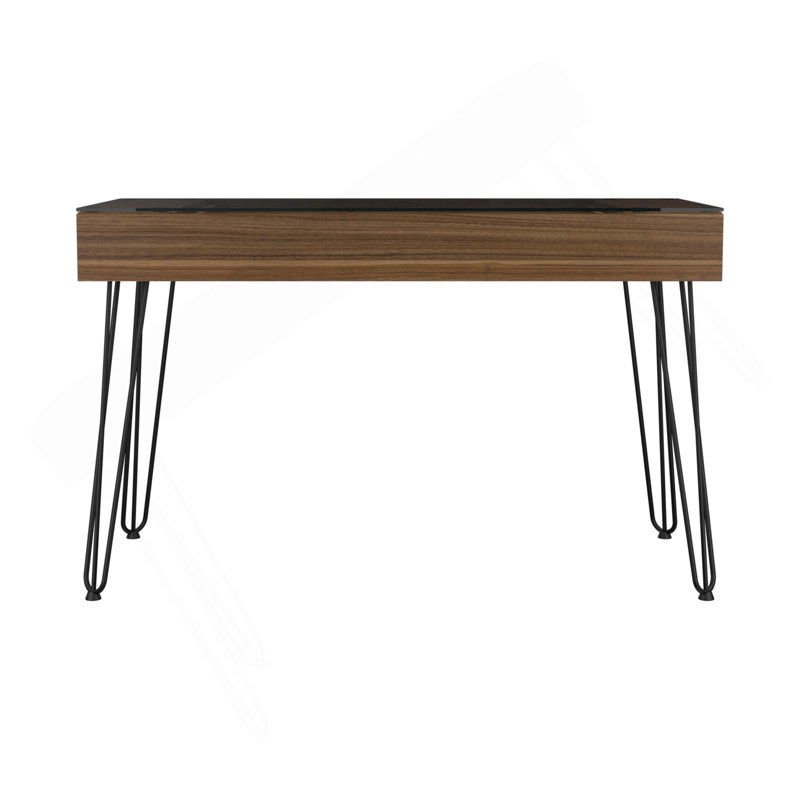 Bureau 120 tiroirs Baxter, quatre pieds, un tiroir - acajou