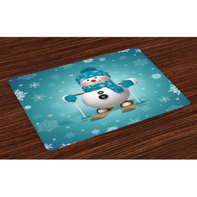 Dawna Snowman Skiing Snowflakes Fun Placemat