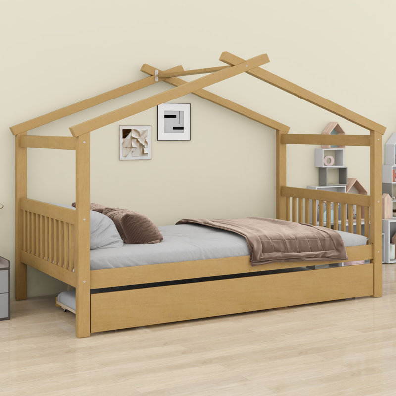 Lit en bois avec couchette, Naturel