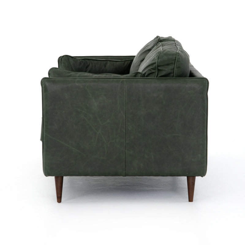 Reese Sofa, Almond Beech, Eden Sage Top Grain Leather