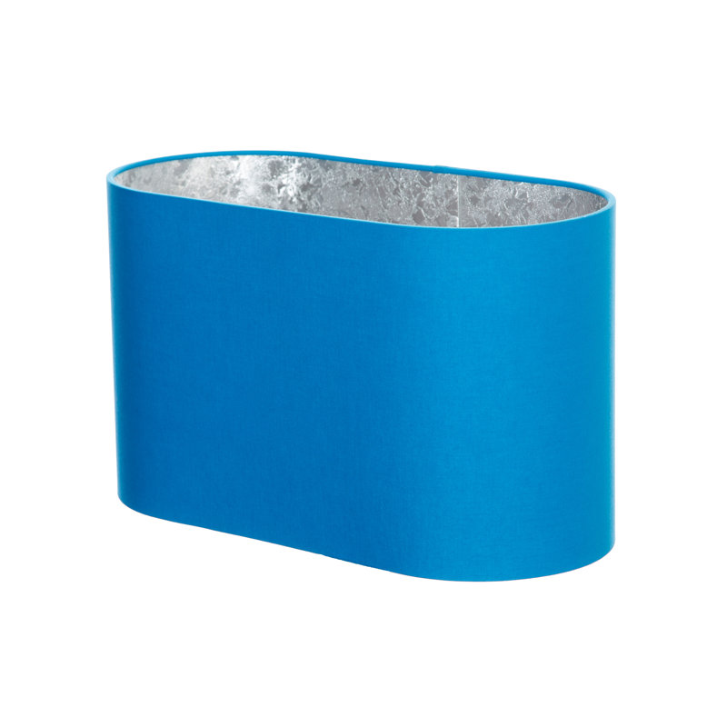 58.42cm H Cotton Oval Lamp Shade ( Screw On ), Sky Blue/Silver, 23cm H x 30cm W x 18cm D