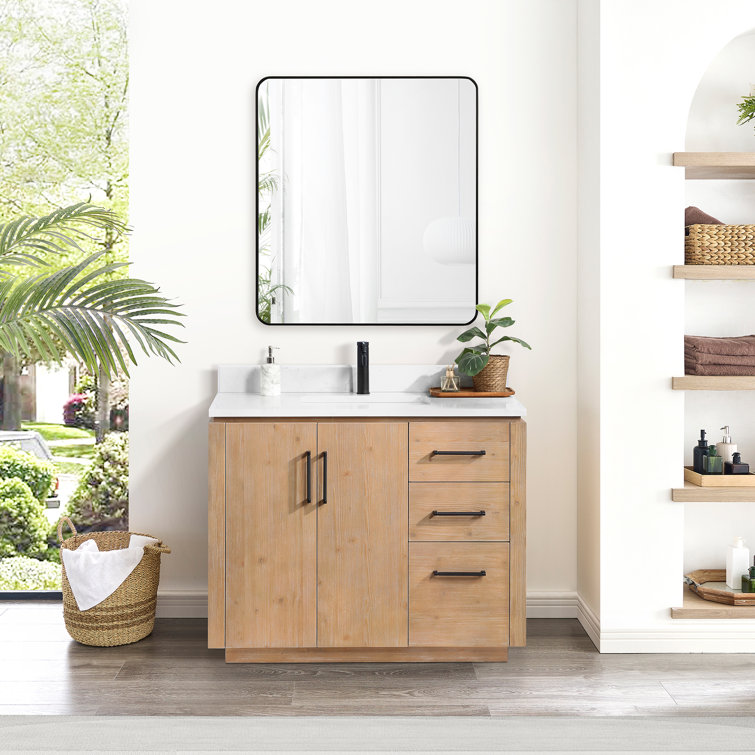 San 42'' Single Bathroom Vanity with Cultured Marble Top with Mirror