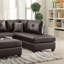 3 pièces Canapé modulaire espresso en cuir reconstitué avec méridienne réversible