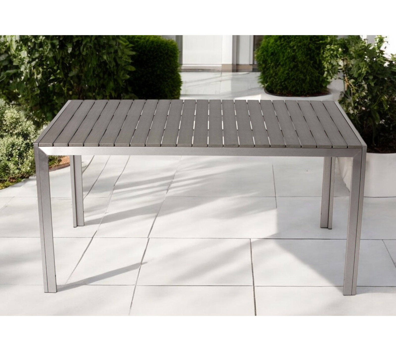 Stillwater 59" Patio Dining Table, Gray, Gray
