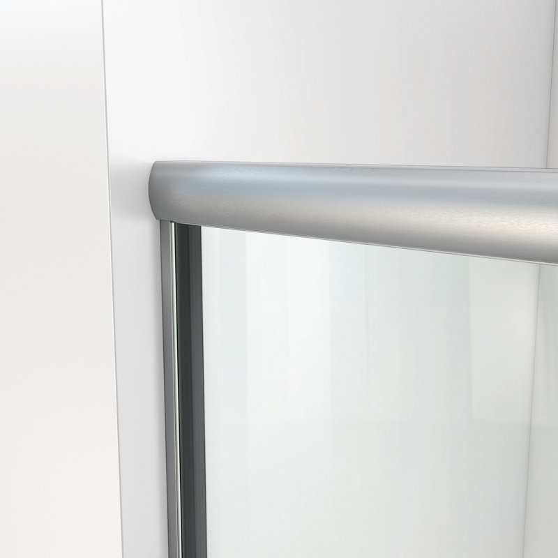 Lese 52" W x 70.37" H Bypass Semi-Frameless Shower Door, Clear, Brushed Nickel