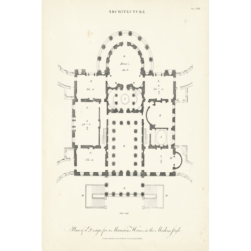 Plan for a Mansion 1 Piece Wrapped Canvas Wall Art, 91cm H x 61cm W x 3.8cm D