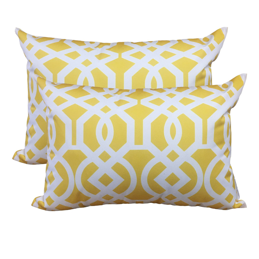  Outdoor Rectangular Geometric Lumbar Pillow Cover & Insert Homey Cozy
